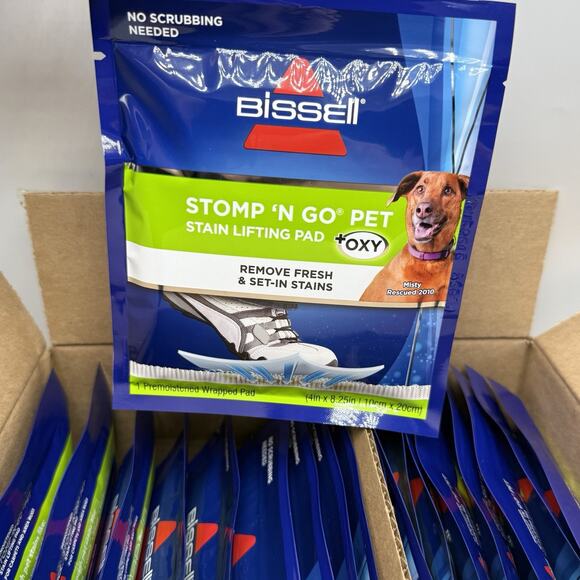 20 Bissell Stomp N Go Pet Stain Lifting Pads Oxy Disposable Carpet Rug Cleaning - Picture 1 of 3